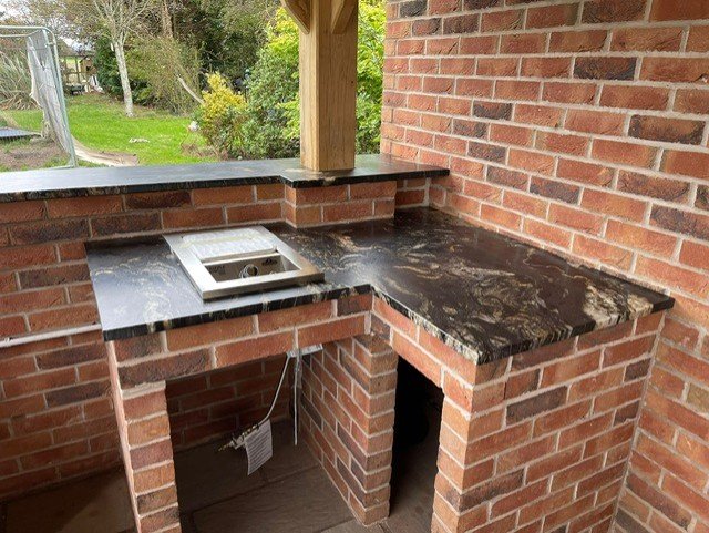 Granite bar surface with sink installation